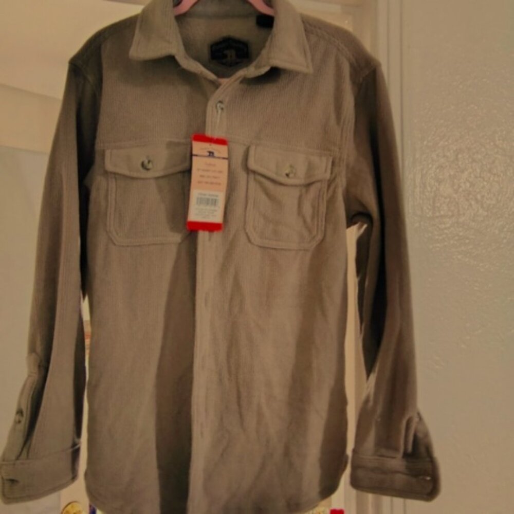 Freedom Foundry taupe long sleeve button down men's shirt outdoorsman size med